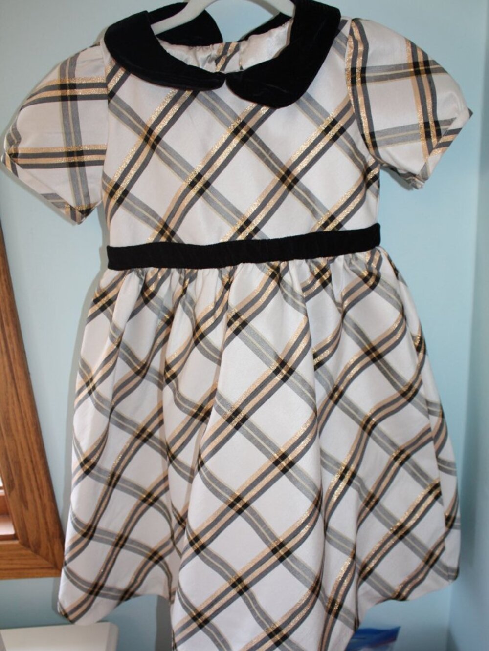 Gymboree 5T WINTER WONDERLAND Plaid Dupioni Woven Velvet Christmas Dress EUC